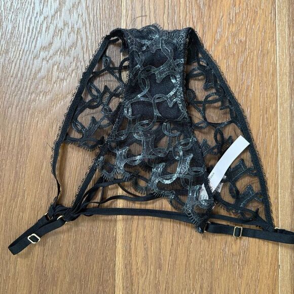 Victoria's Secret Shimmer Heart Embroidery Adjustable String Bikini Panty Black - Picture 7 of 8